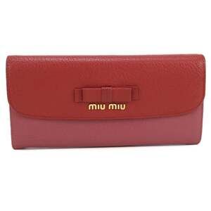Miu Miu MIU Outlet Bifold Long Wallet for Women, Red